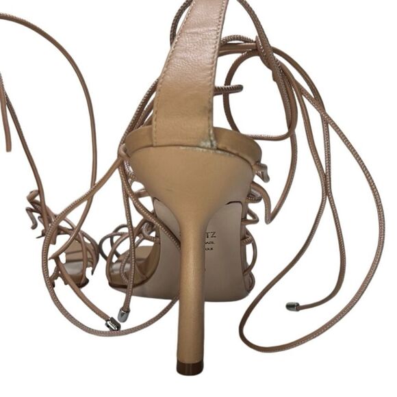 Schutz, “Heyde” Leather Sandal, Lace-Up, Stilleto Heel, Square Toe - Size 8, Tan - Picture 10 of 16